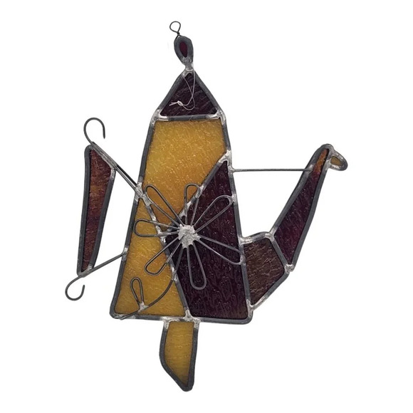 Handmade Stained Glass Suncatcher Tea Pot Kettle Watering Can Vintage - Picture 2 of 10